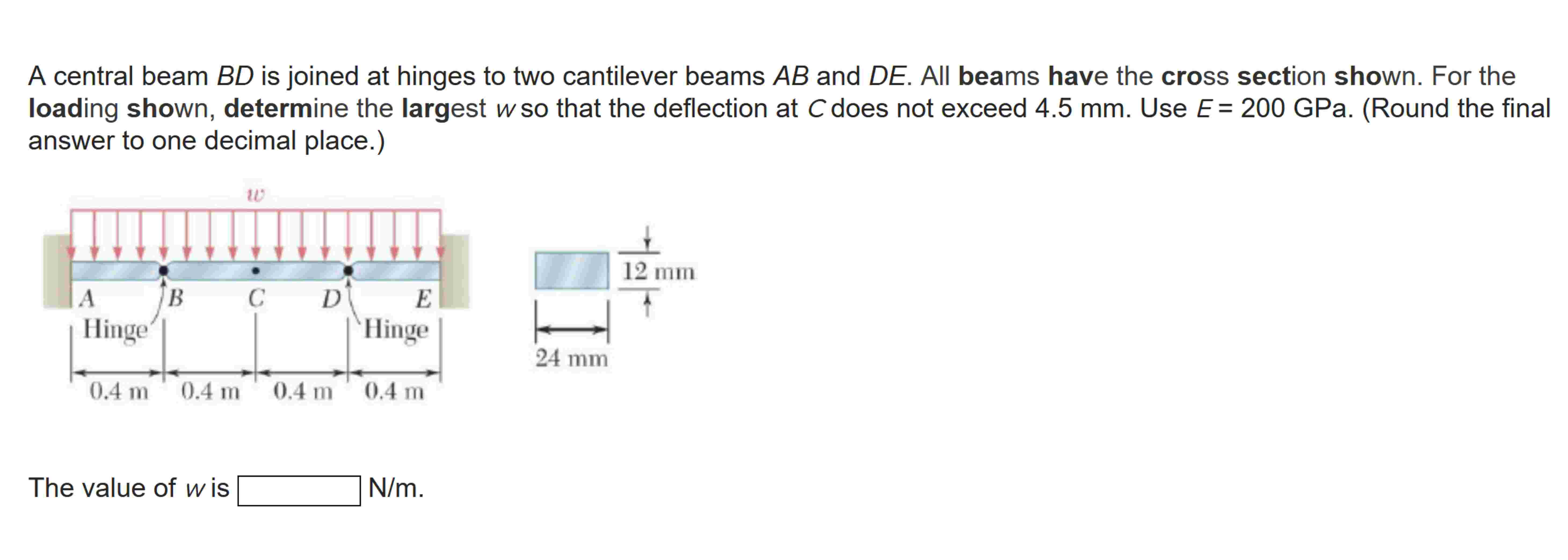 A central beam \ ( B D \ ) is joined at hinges to