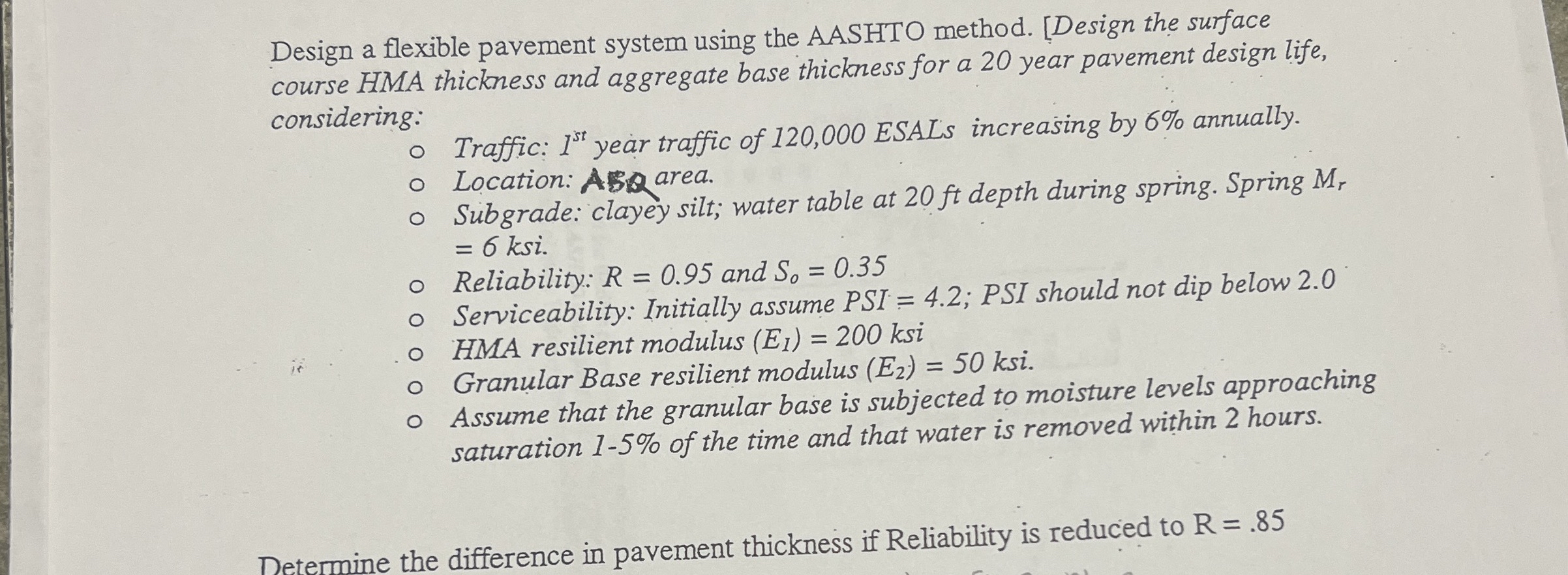 Design a flexible pavement system using the