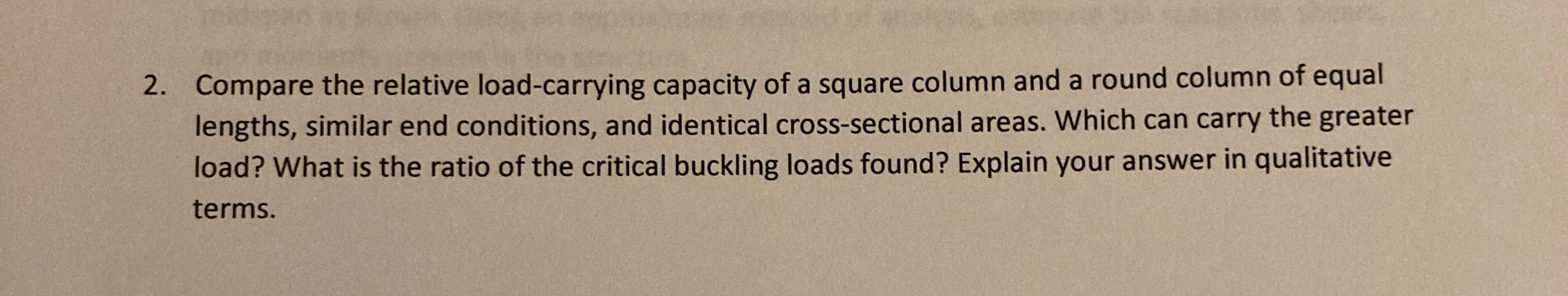 Compare the relative load - carrying capacity of