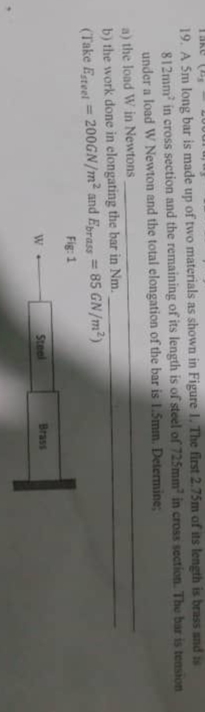 1 9 . A 5 m long bar is made up of two materials