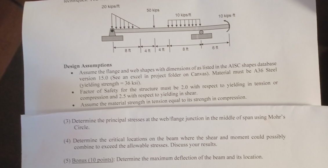 Design Assumptions Assume the flange and web
