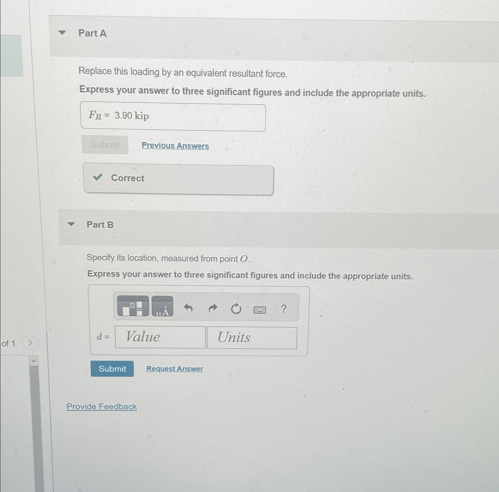 Part A Replace this loading by an equivalent