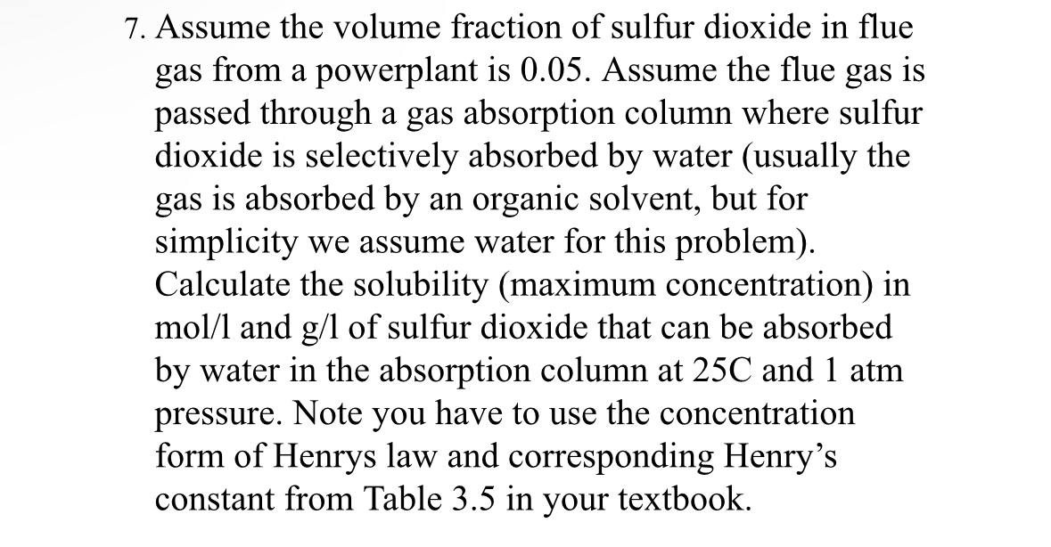 Assume the volume fraction of sulfur dioxide in