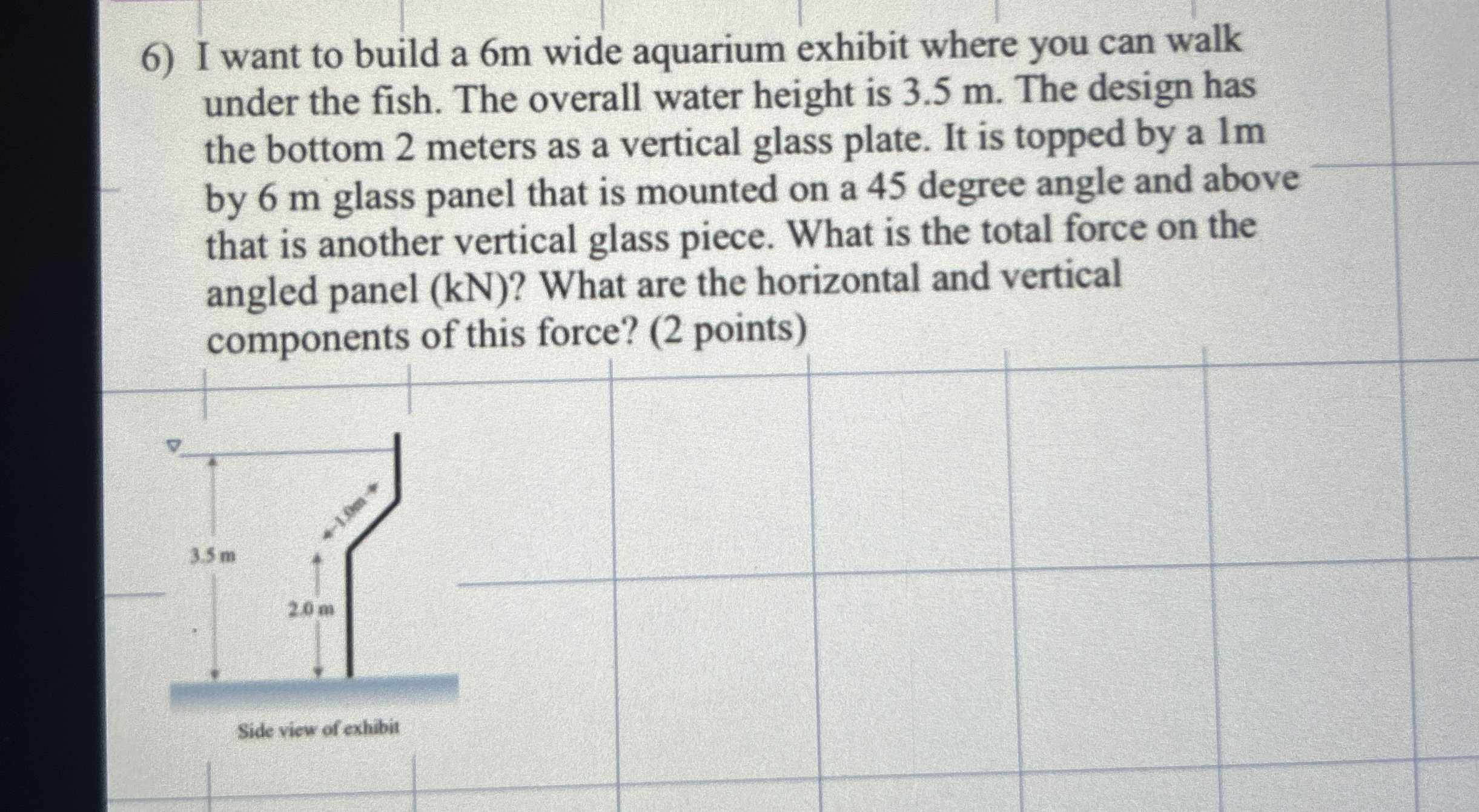 I want to build a 6 m wide aquarium exhibit where
