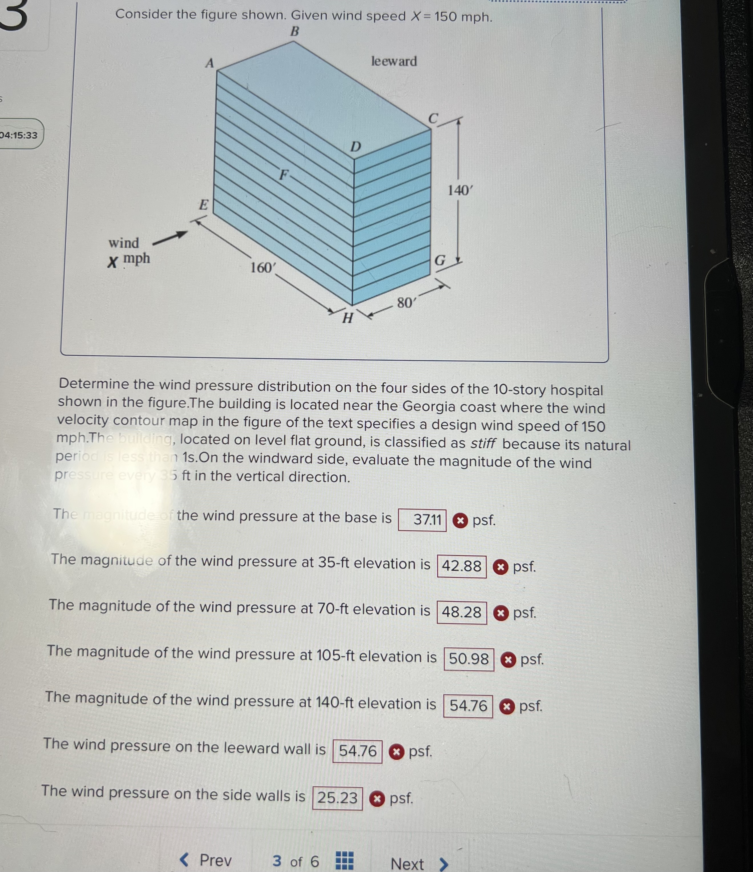Consider the figure shown. Given wind speed x = 1