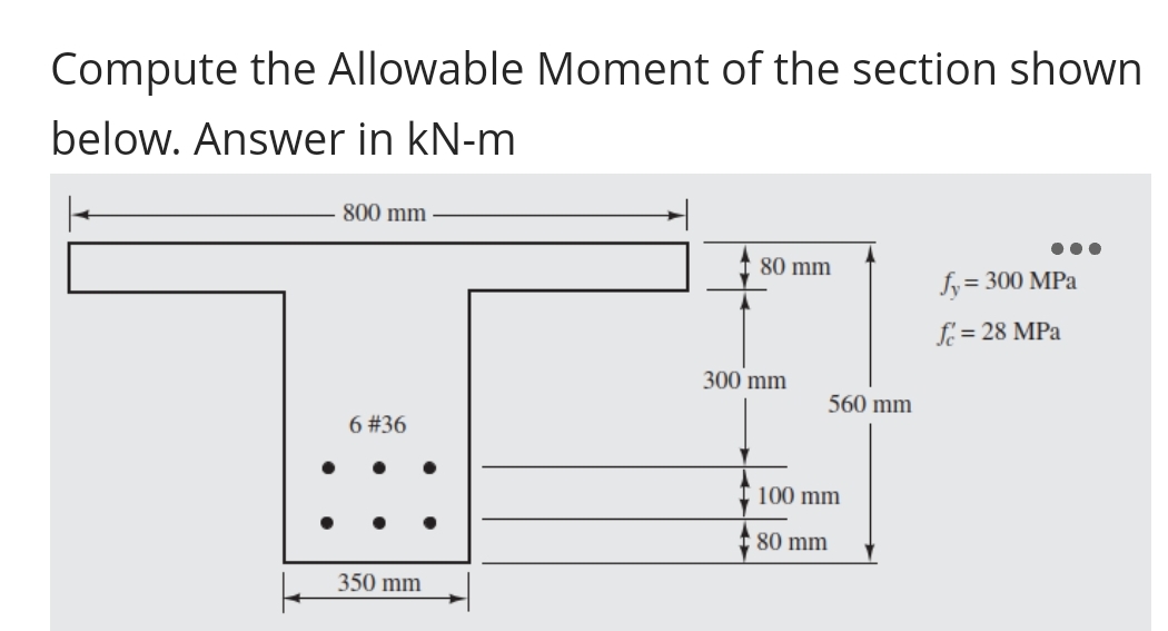 Compute the Allowable Moment of the section shown