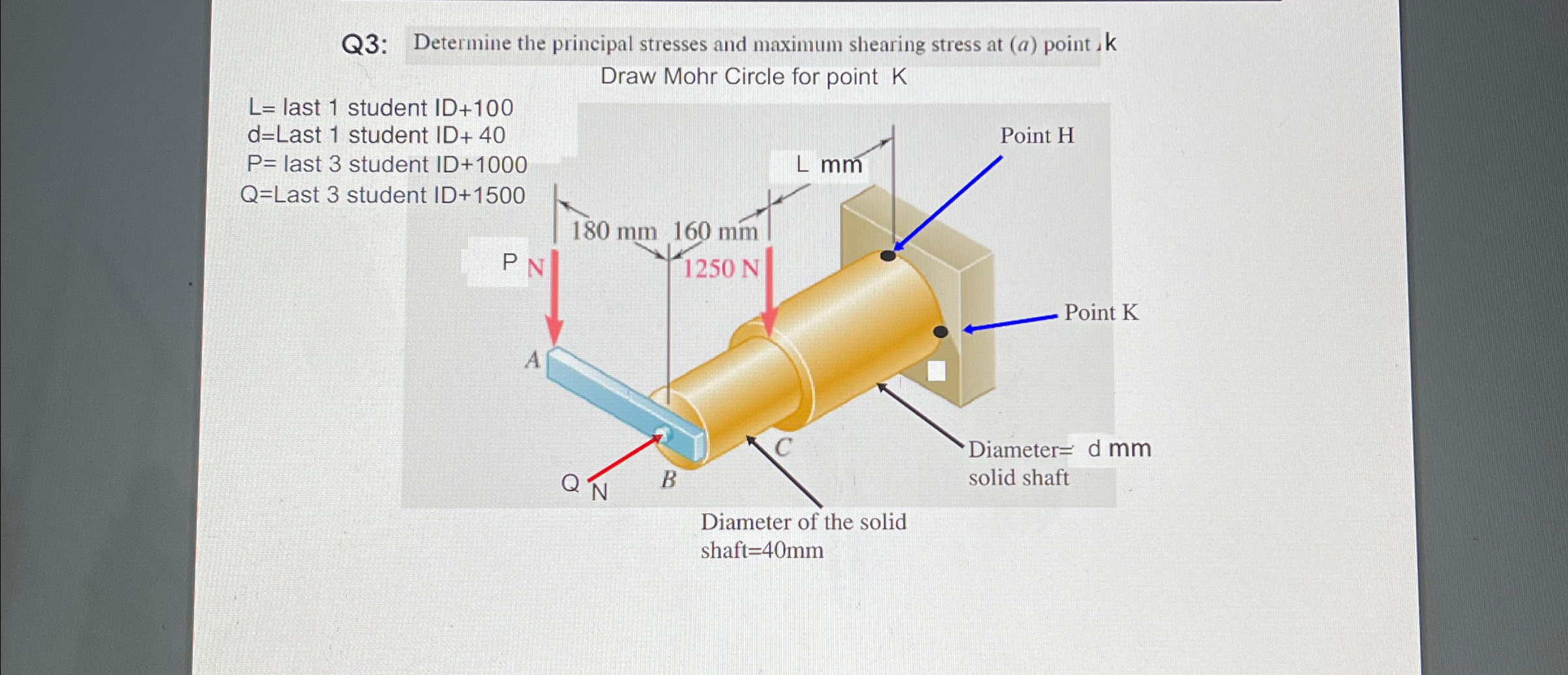 Q 3 : Determine the principal stresses and