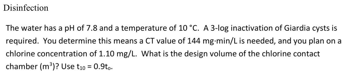 Disinfection The water has a pH of 7 . 8 and a