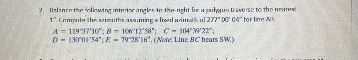 Balance the following interior angles - to - the