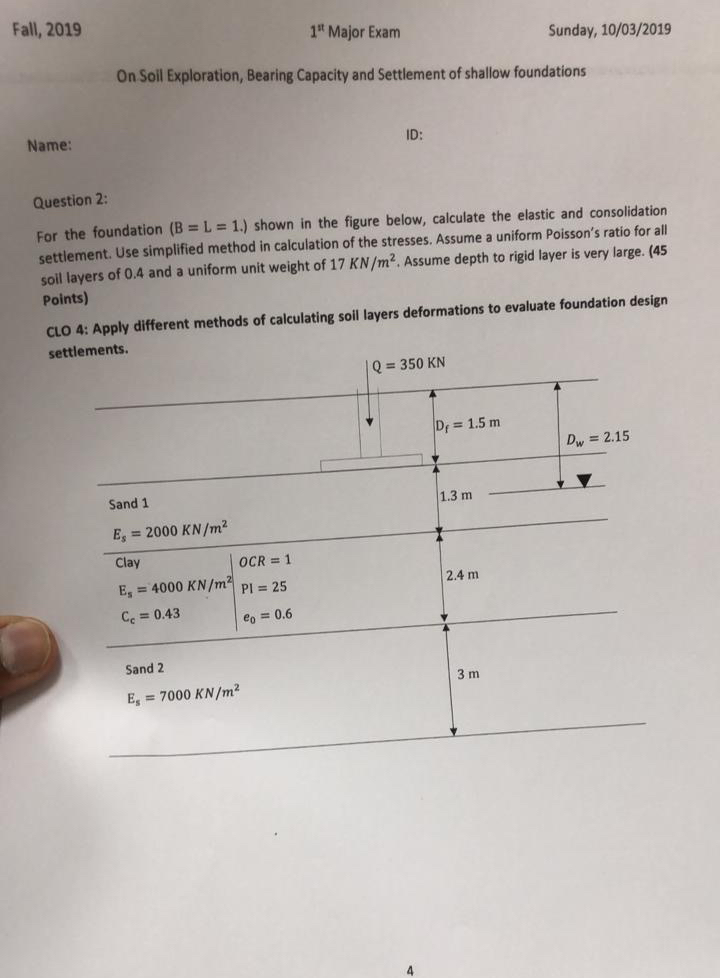 Fall, 2 0 1 9 1 I I Major Exam Sunday, 1 0 / 0 3