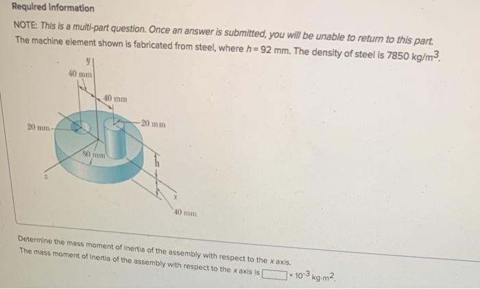 What is the mass moment of inertia with respect