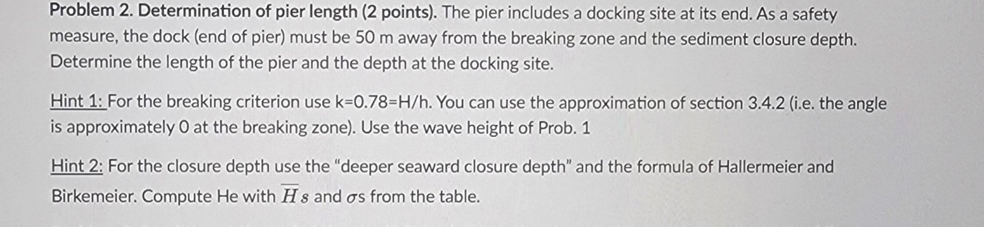 Problem 2 . Determination of pier length ( 2
