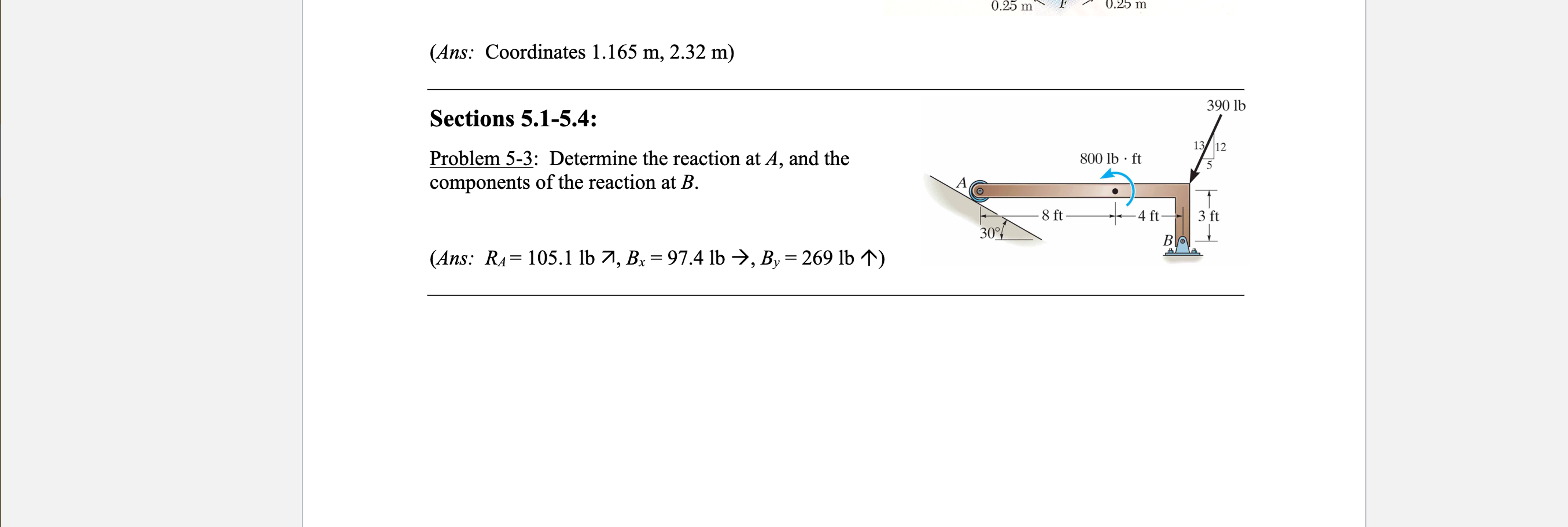 ( Ans: Coordinates 1 . 1 6 5 m , 2 . 3 2 m )