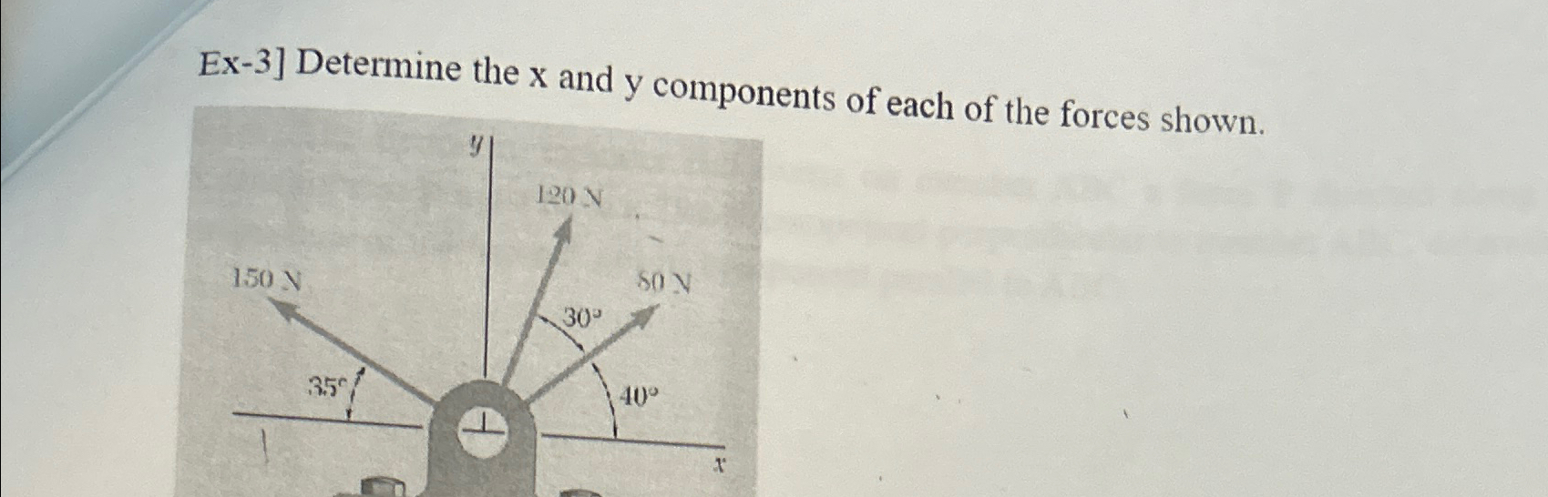 Ex - 3 ] Determine the x and y comnonents of each