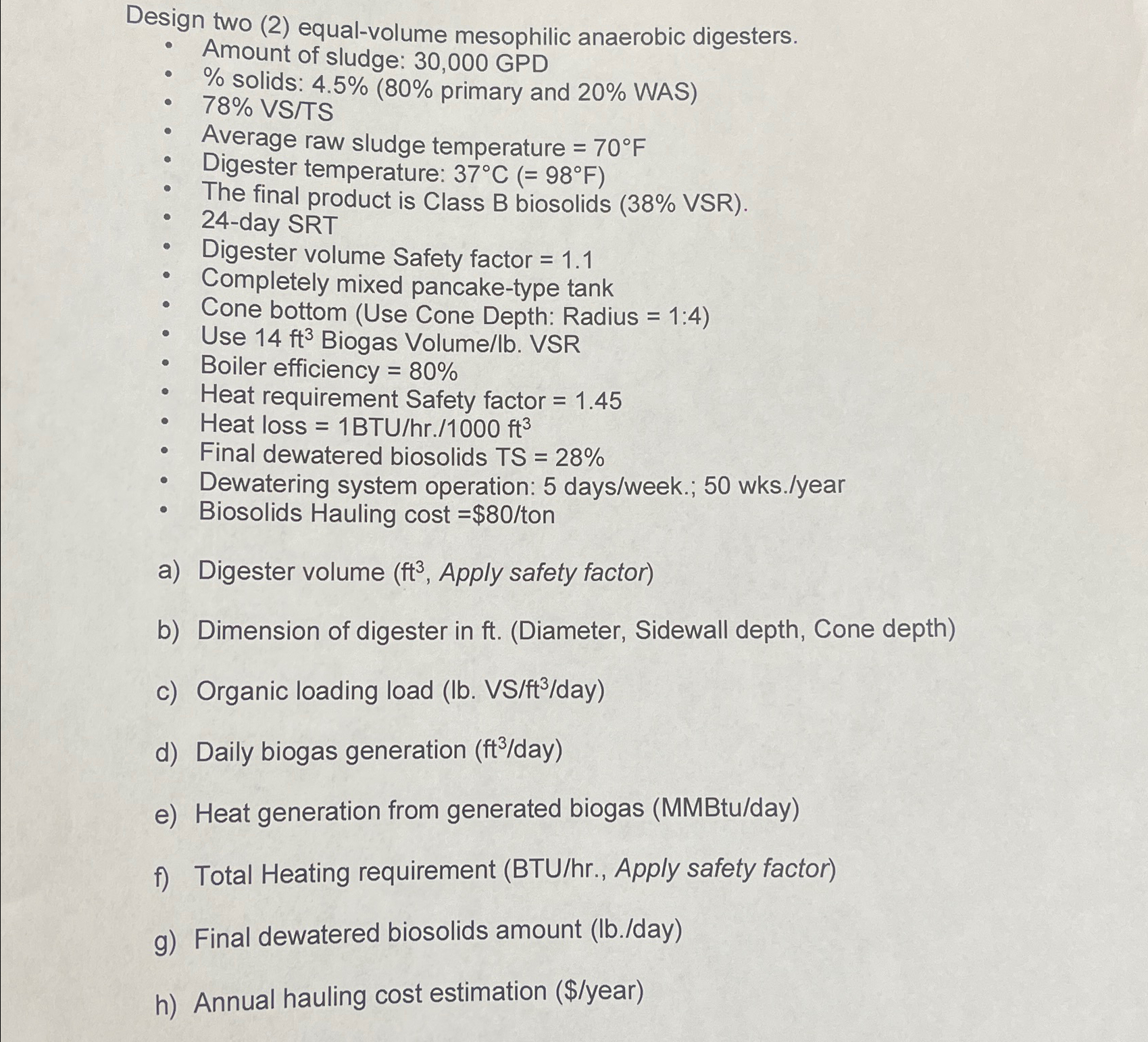 Design two ( 2 ) equal - volume mesophilic