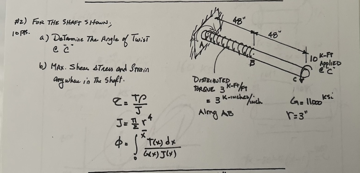 # 2 ) FOR THE SHAFT SIHOWN; 1 0 ps . a )