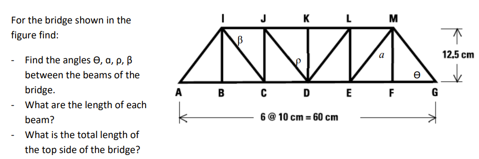 For the bridge shown in the figure find: Find the