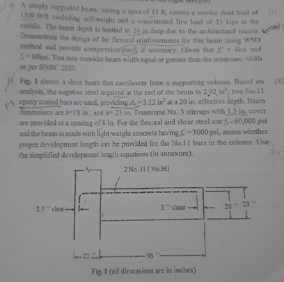 a ) A simply supported beam, having a span of is