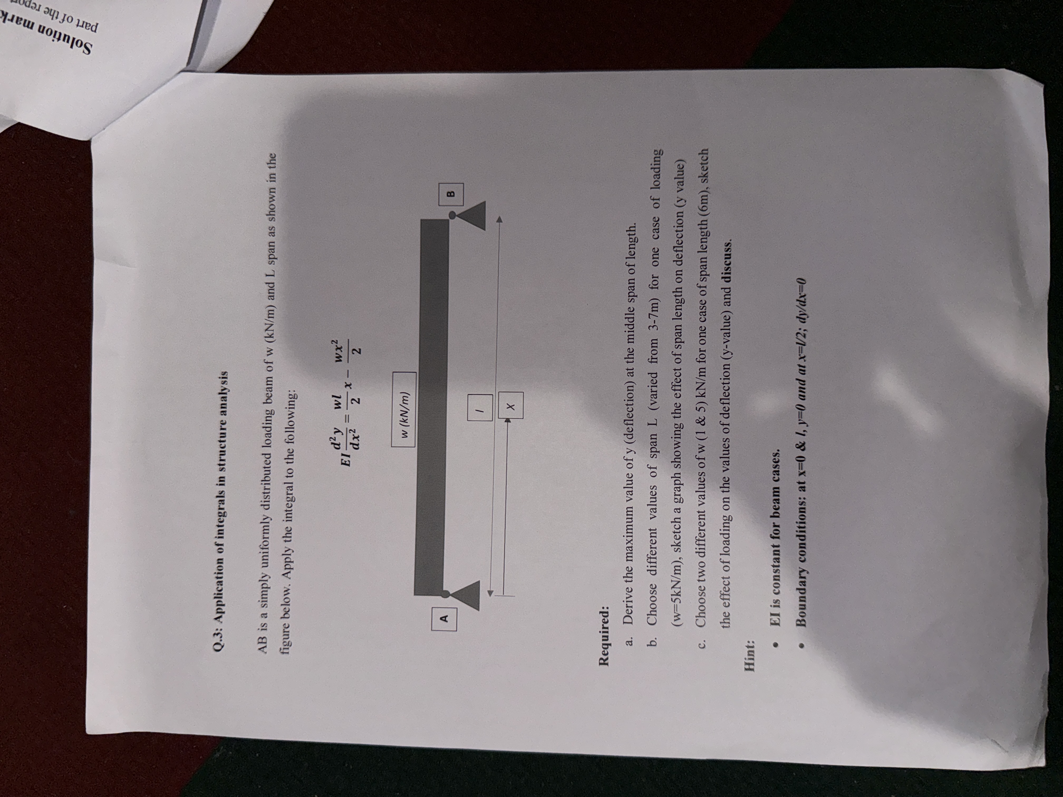 Q . 3 : Application of integrals in structure
