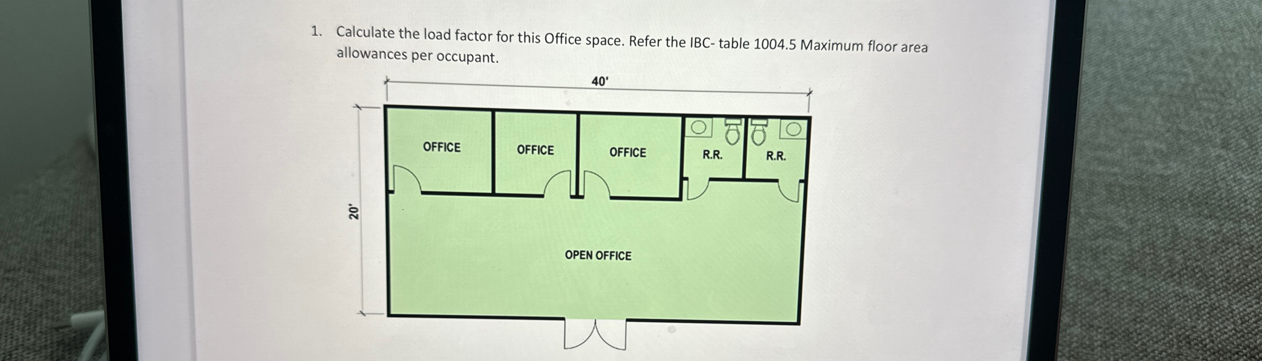 Calculate the load factor for this Office space.