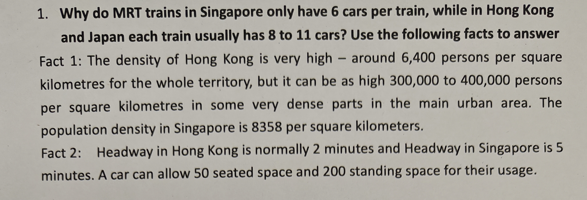 Why do MRT trains in Singapore only have 6 cars