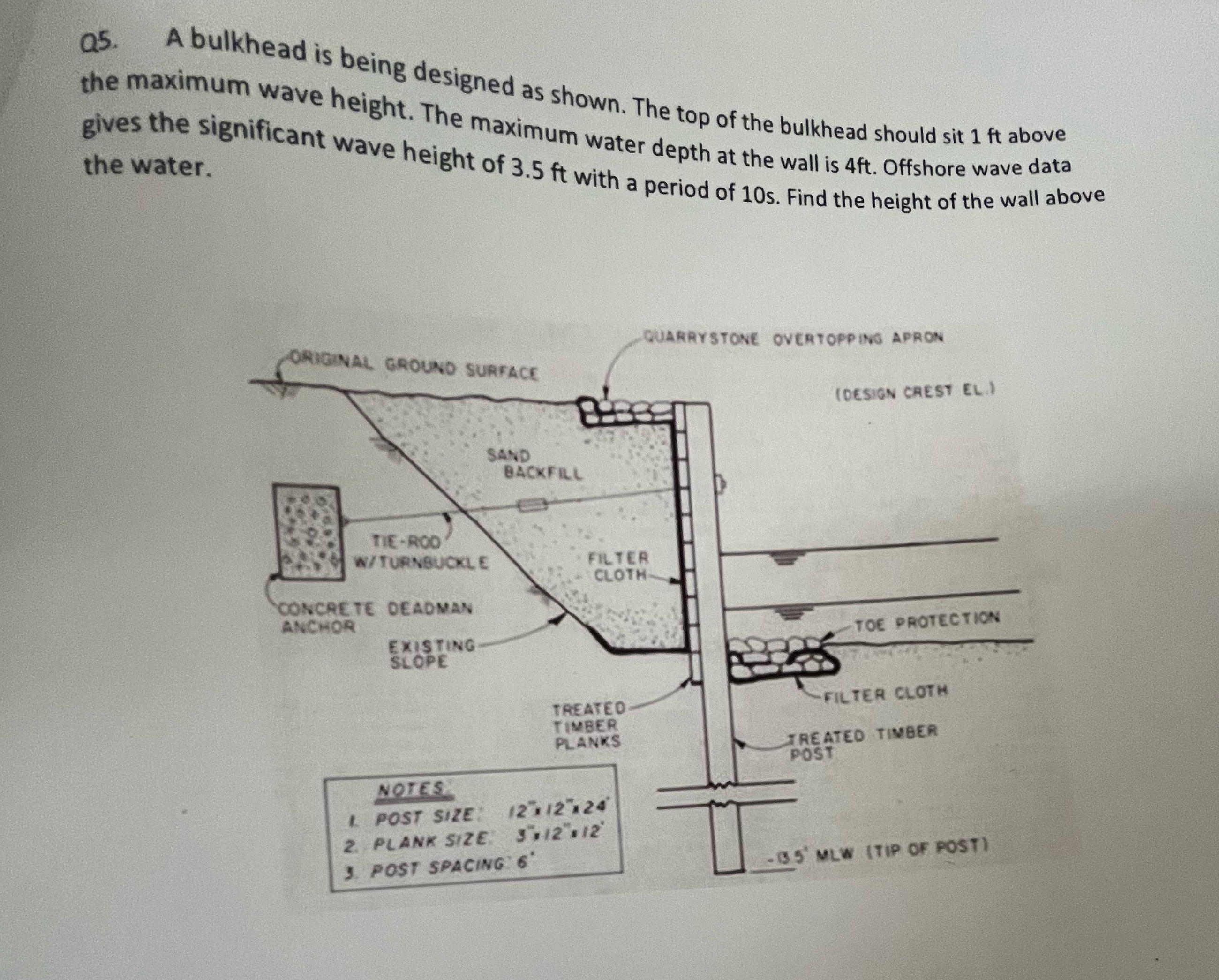 Q 5 . A bulkhead is being designed as shown. The