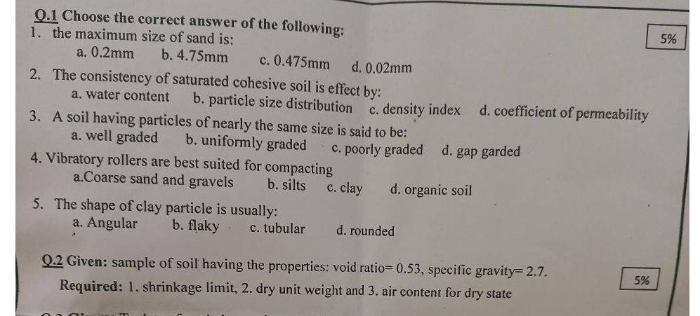 Q . 1 Choose the correct answer of the following: