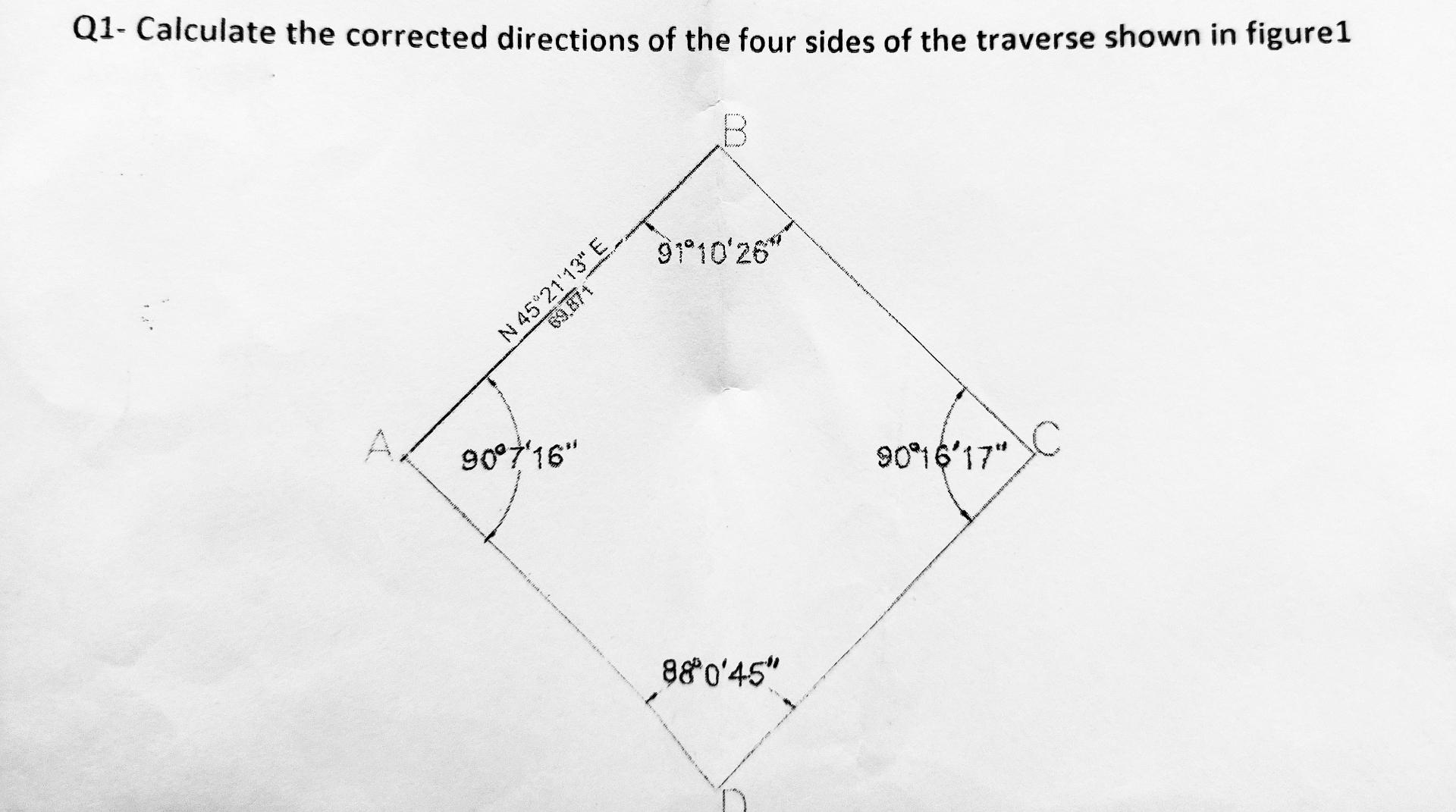 Q 1 - Calculate the corrected directions of the