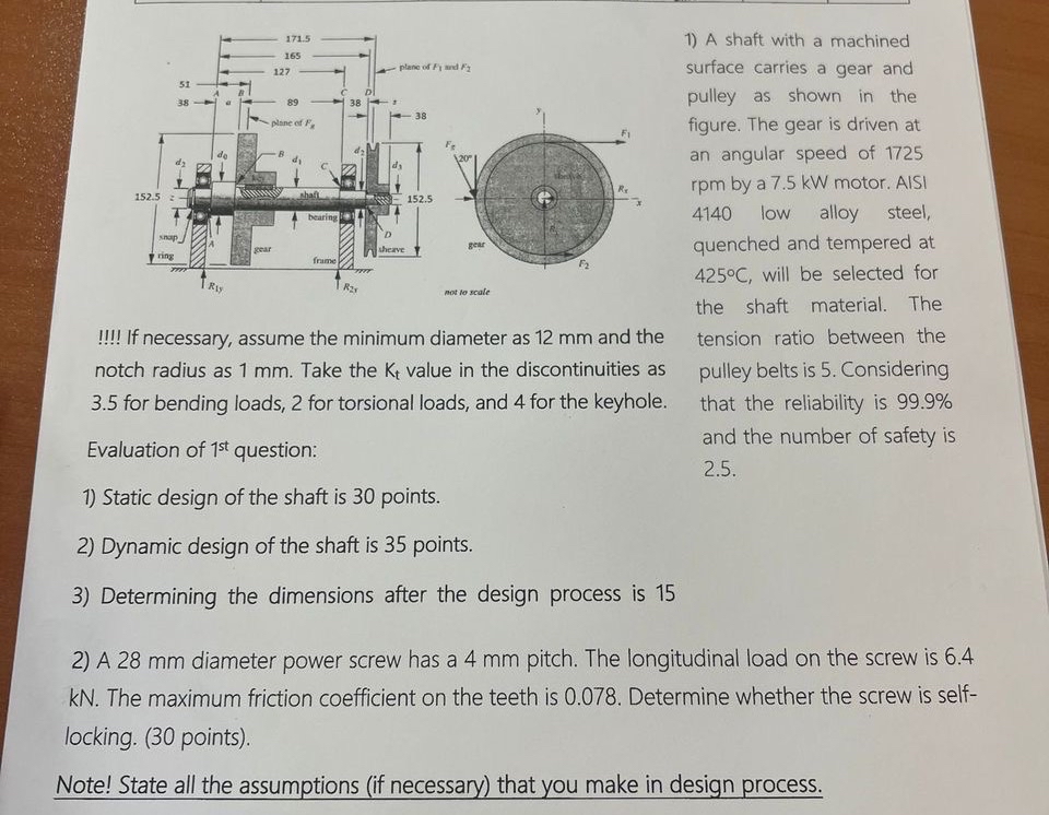 ! ! ! ! If necessary, assume the minimum diameter