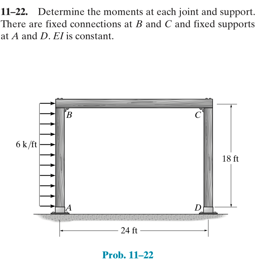 1 1 - 2 2 . Determine the moments at each joint