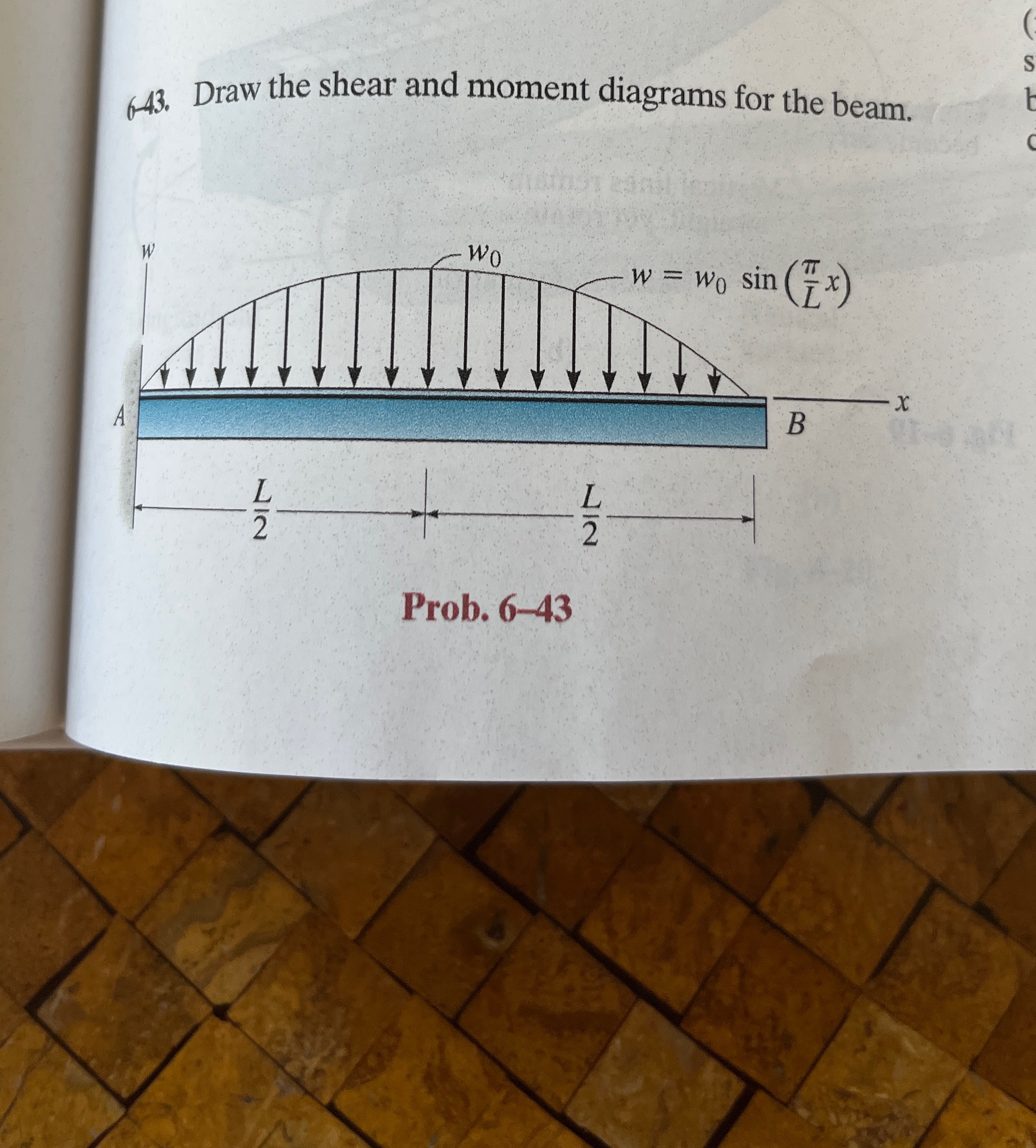 6 - 4 3 . Draw the shear and moment diagrams for
