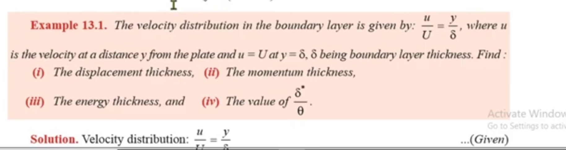Example 1 3 . 1 . The velocity distribution in