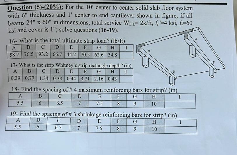 Question ( 5 ) - ( 2 0 % ) : For the 1 0 ' center