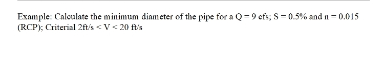 Example: Calculate the minimum diameter of the