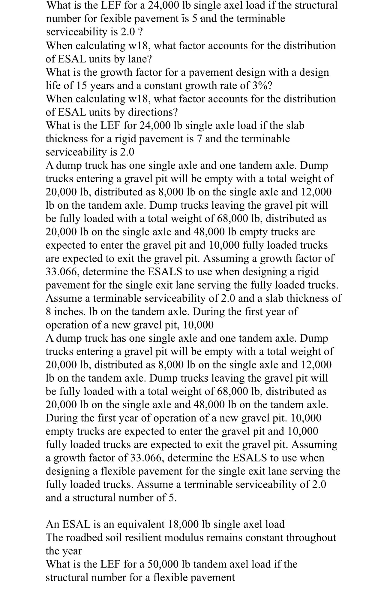 What is the LEF for a 2 4 , 0 0 0 l b single axel