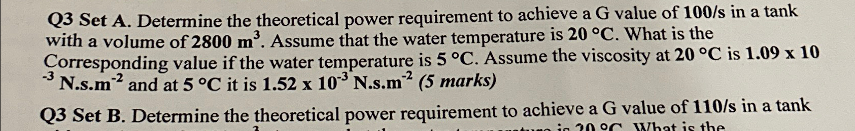 Q 3 Set A . Determine the theoretical power