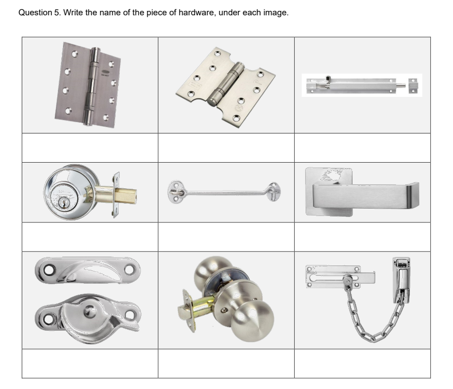 Question 5 . Write the name of the piece of