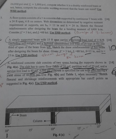 2 4 , 0 0 0 psi and f c = 1 , 8 0 0 , compute