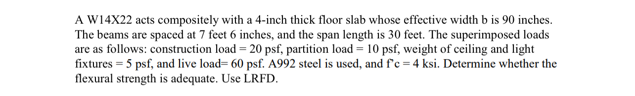 A W 1 4 X 2 2 acts compositely with a 4 - inch