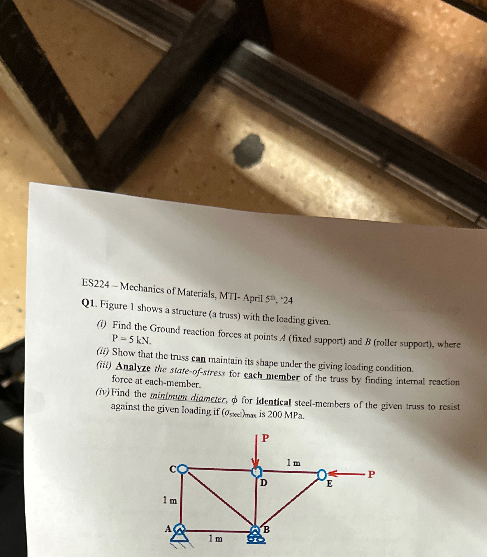 ES 2 2 4 - Mechanics of Materials, MTI - April 5