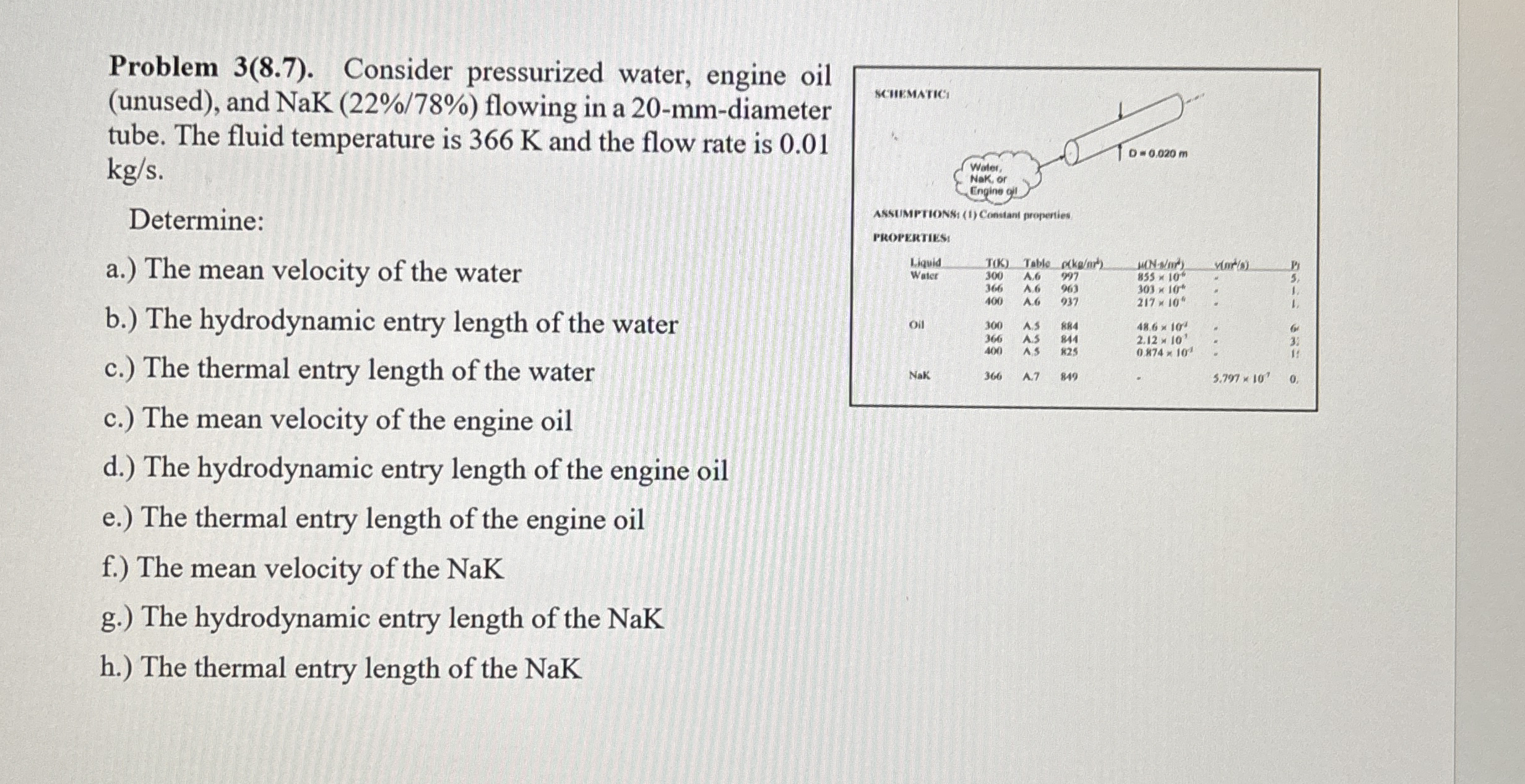 Problem 3 ( 8 . 7 ) . Consider pressurized water,