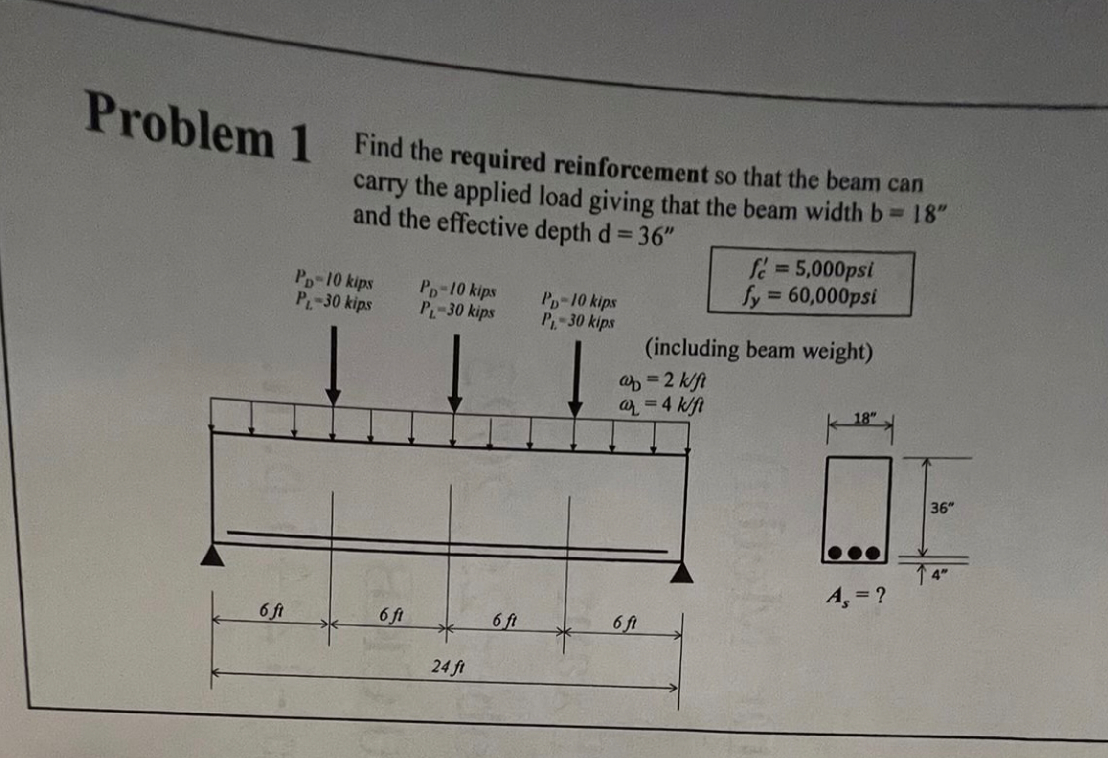 Problem 1 Find the required reinforcement so that