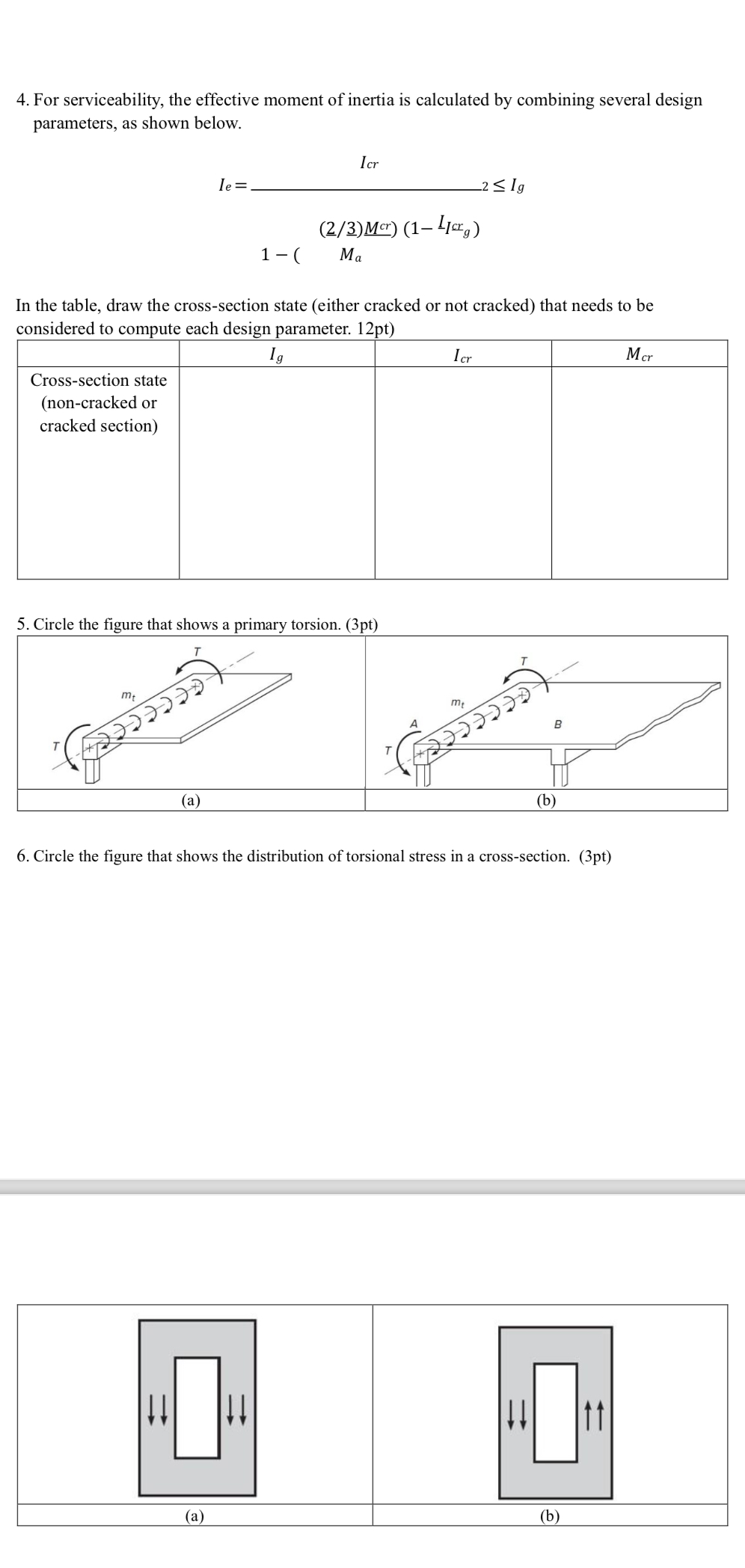 Answer all For serviceability, the effective