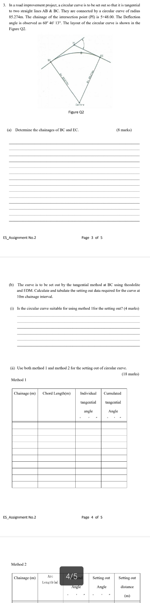In a road improvement project, a circular curve