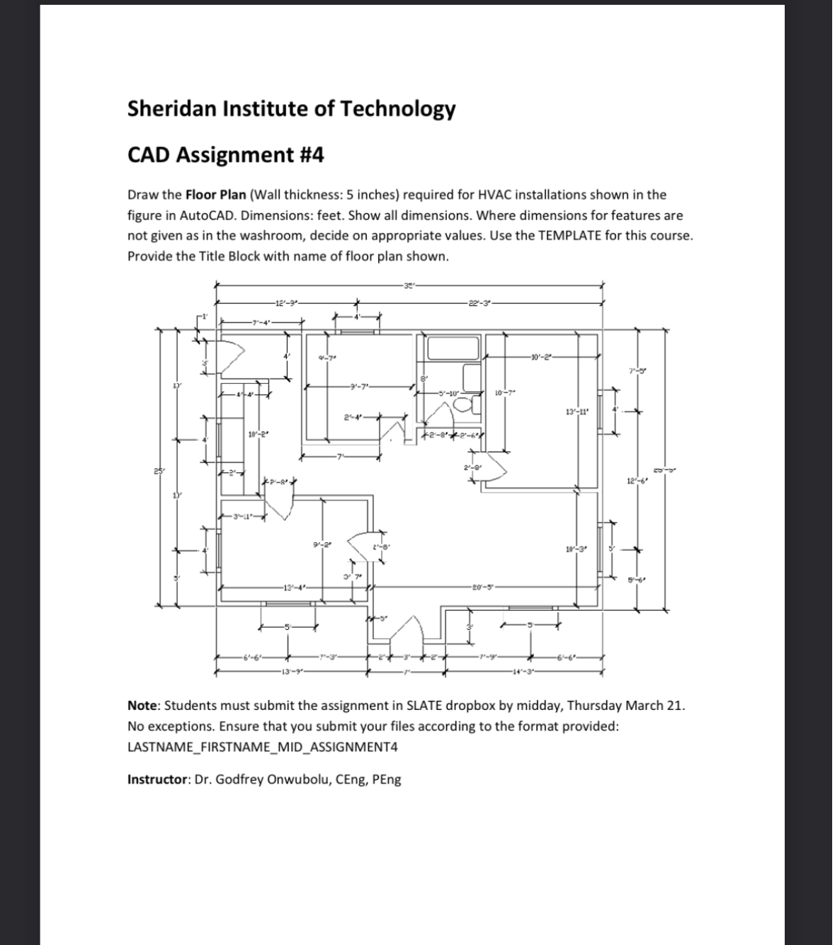 Sheridan Institute of Technology CAD Assignment #