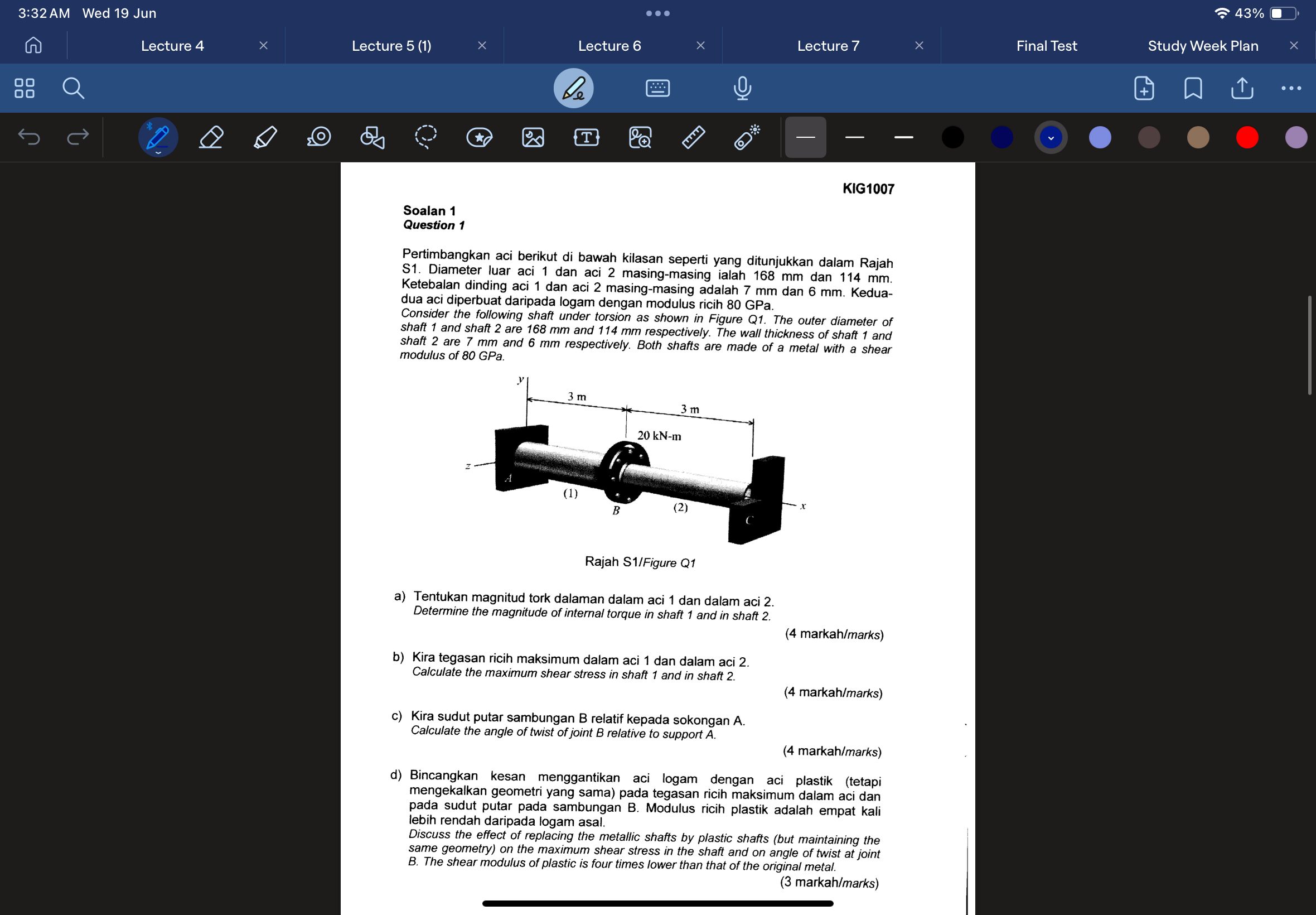 KIG 1 0 0 7 Soalan 1 Question 1 Pertimbangkan aci