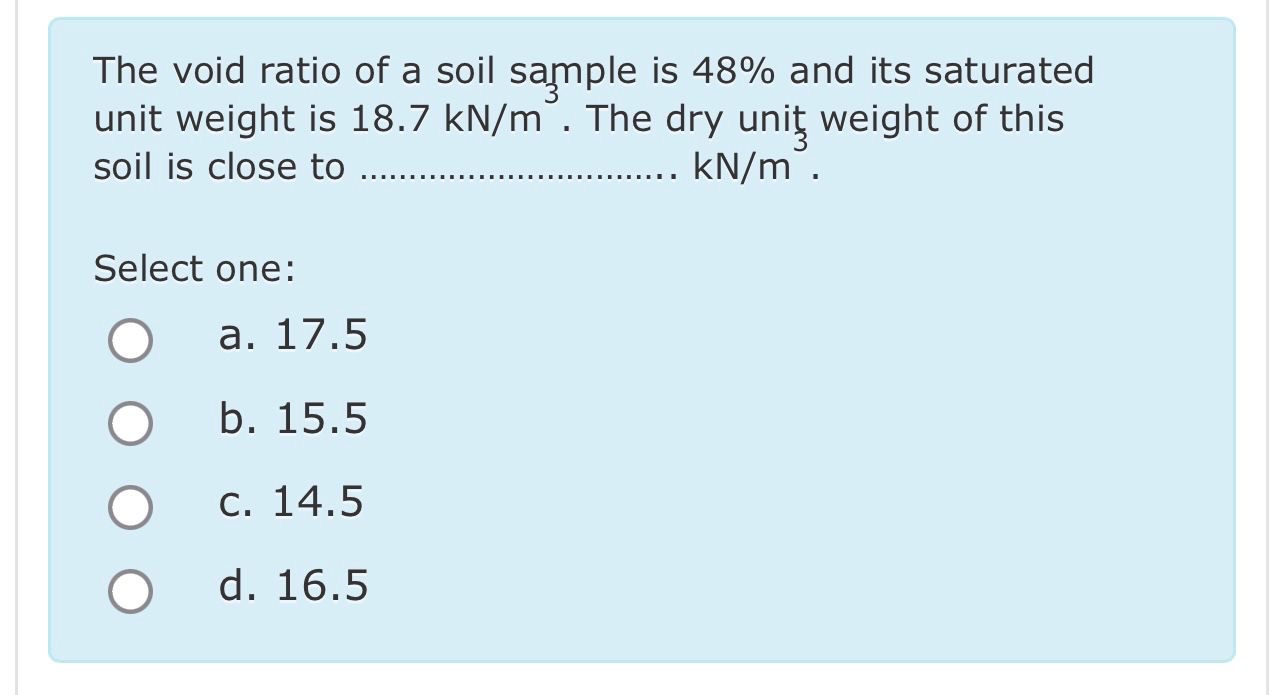 The void ratio of a soil sample is 4 8 % and its