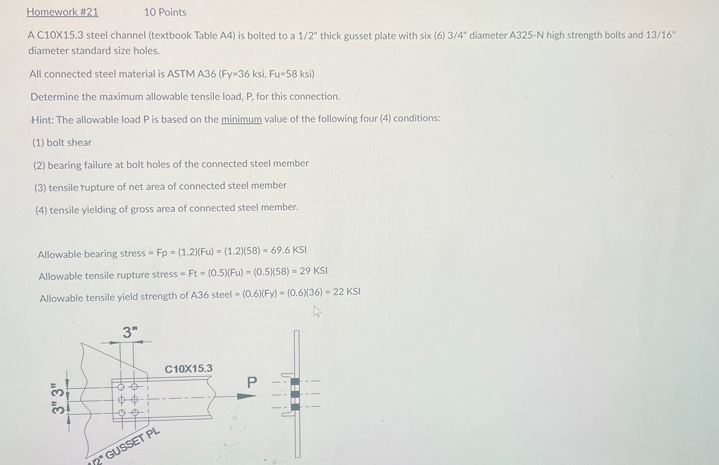 Homework # 2 1 1 0 Points A C 1 0 X 1 5 . 3 steel