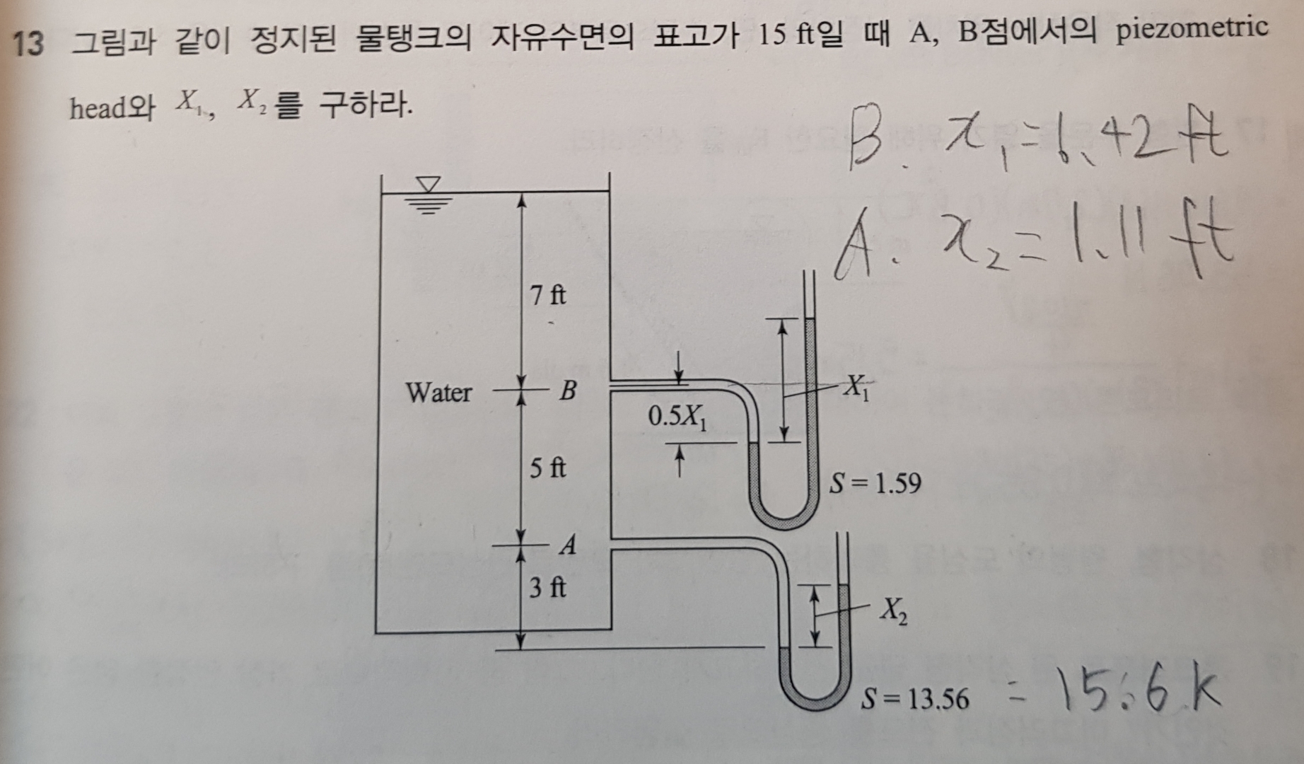 1 3 1 5 f t A , B piezometric head x 1 , x 2 .