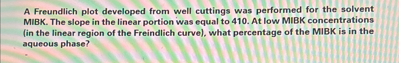 A Freundlich plot developed from well cuttings